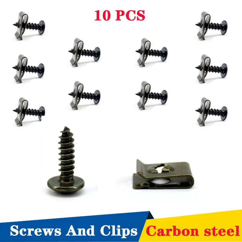 10 set viti ferro piatto M4 M5 inserto filettato Clip rivetto uso per mobili accessori auto viti distanziali in acciaio al carbonio Kit Clip