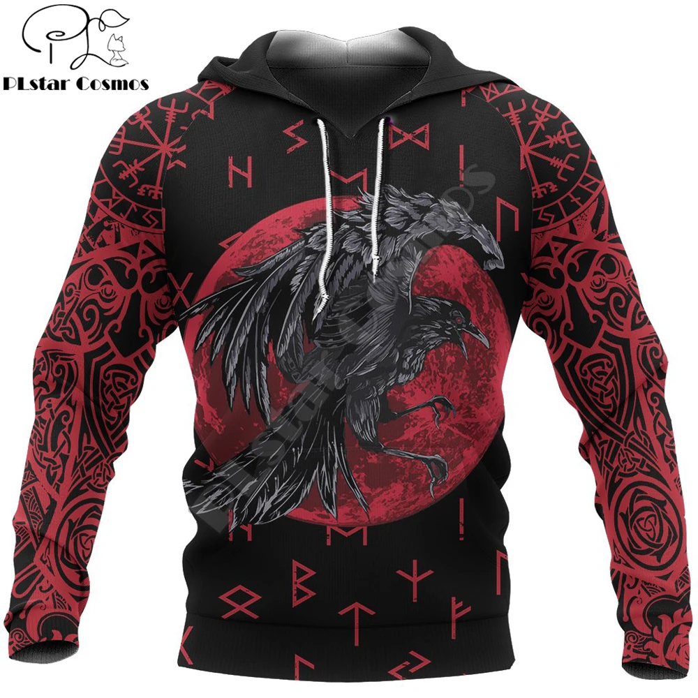 Tattoo Hoodie Raven Of Odin 3D Printed Mens hoodies Harajuku Streetwear Pullover Autumn Unisex Casual Jacket Tracksuit DW0155