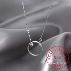 Luxury 925 Sterling Silver Circle Necklace for Women Clavicle Chain Women's Necklace Jewelry Choker Kolye Colar de Prata