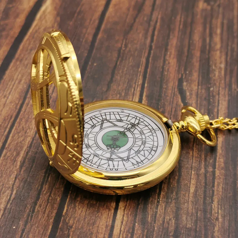 Luxe Gold Ronde Case Vorm Steampunk Quartz Zakhorloge Hanger Ketting Ketting Cadeaus Voor Mannen Vrouwen