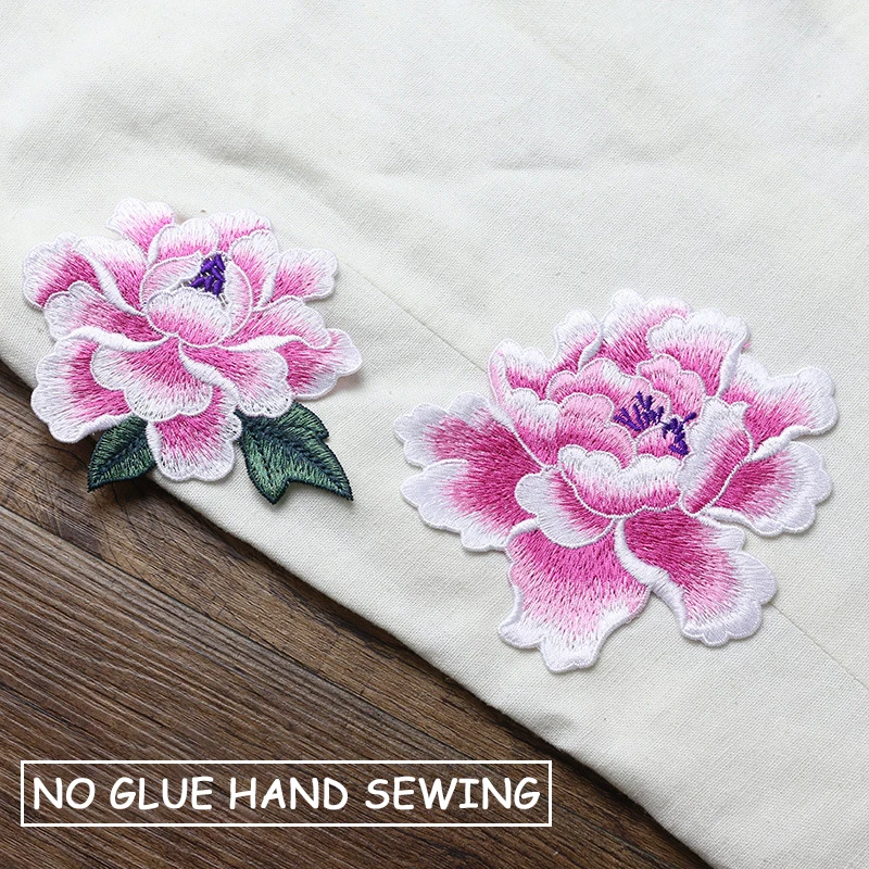 Peony Patch Sew on Combination Flower Embroidery Sew-on Patch Chinese Style Multicolor Clothes Embroidered Patches for Clothing