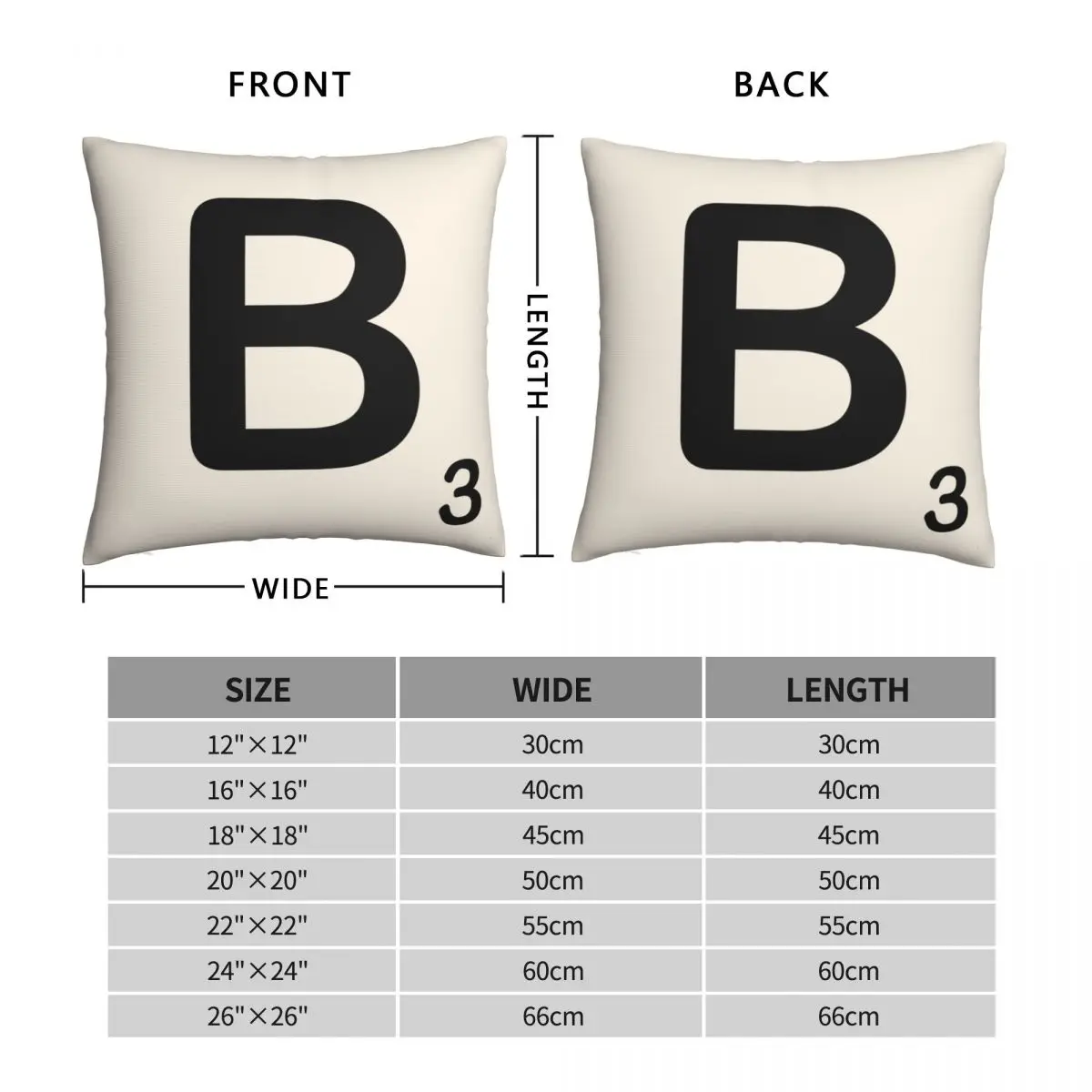 Scrabble Tile B Square Pillowcase Polyester Linen Velvet Creative Zip Decor Pillow Case Sofa Seater Cushion Cover