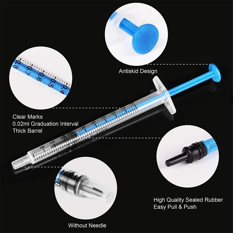 1ml Luer Slip Plastic Syringes with Cap, 1Milliliter 1cc Syringe No Needle,Non-Sterile,Pets Feeding Tools Not for Injection