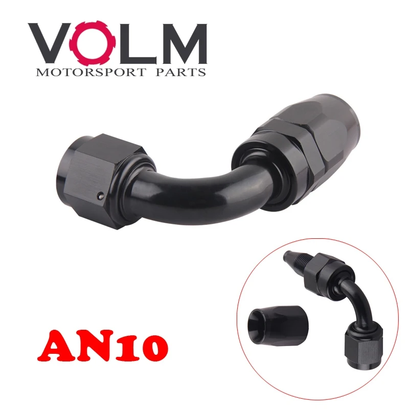 AN10 Straight 45 90 180 Degree Oil Fuel Swivel Hose End Fitting Oil Hose End Adaptor Kit Black JT41