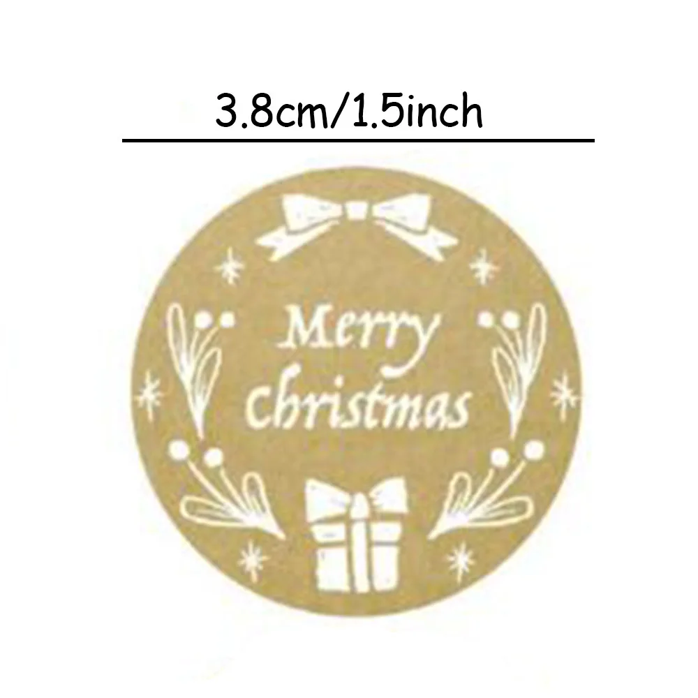 3.8cm/1.5inch Merry Christmas Kraft Stickers Sealing Label Stickers For Bakery Packaging Gifts Stationery Decoration 500pcs