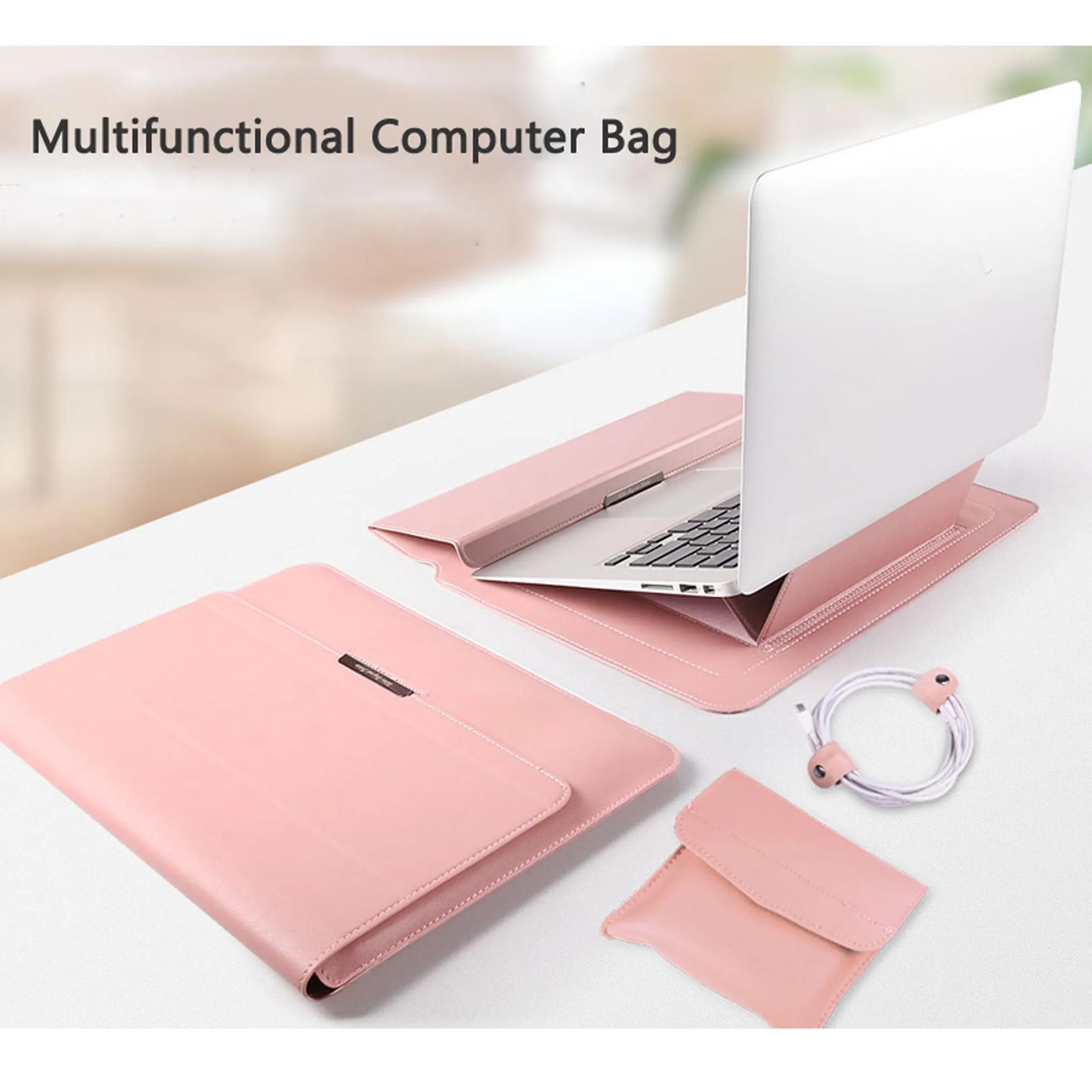 Waterproof Laptop Bag Tablet PC Sleeve Case Bag Notebook with Stand Adapter Cable Pouch Magnet Lock For Macbook iPad HUAWEI