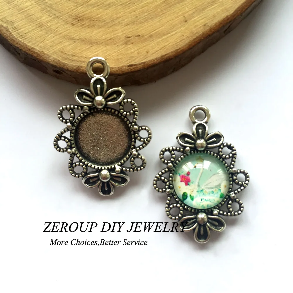 

Подвеска для ювелирных изделий, с плоским основанием, 12 мм, 10 шт./лот, античное серебро, кабошон, MC-060