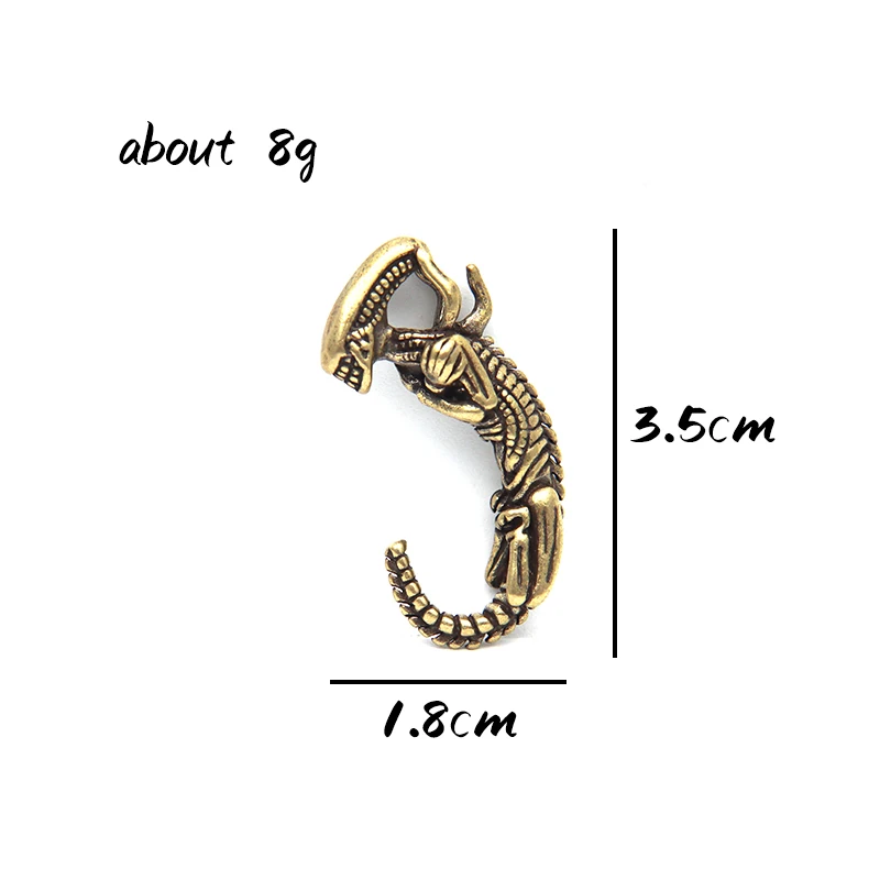 Retro Brass Alien Figurines Key Chain Pendants Jewelry DIY Knife Bead EDC Outdoor Tool Woven Lanyard Keyring Hanging Accessories