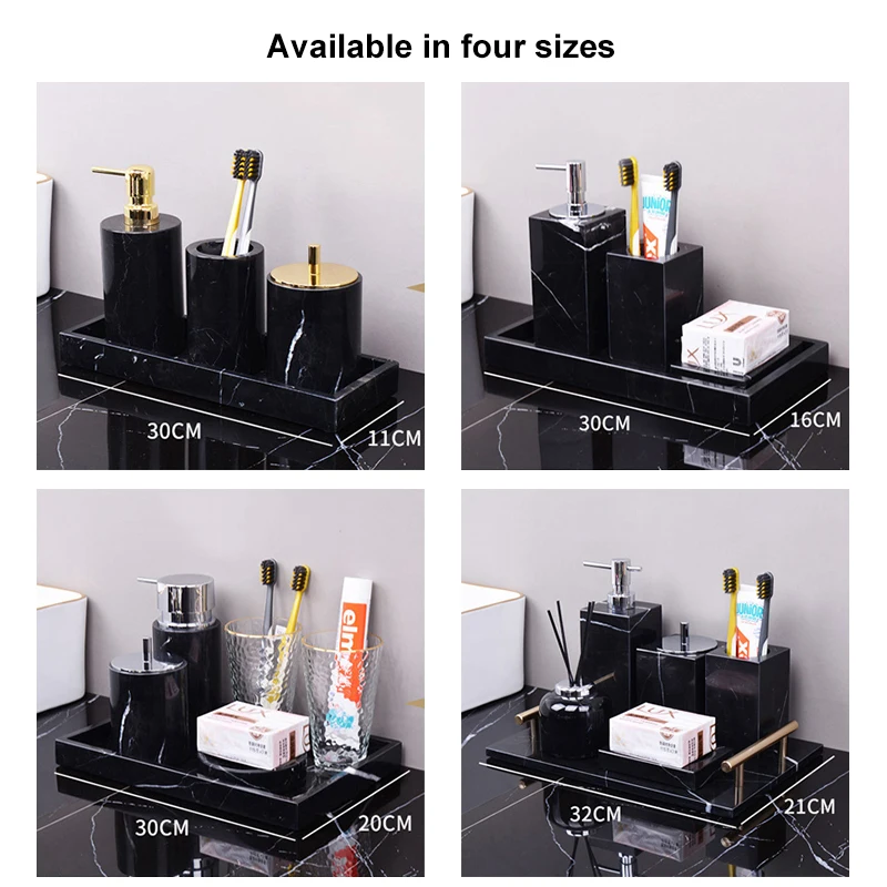 Real Natural Marble Tray with Handle Luxury Rectangular Washbasin Vanity Storage Tray Bathroom Accessories