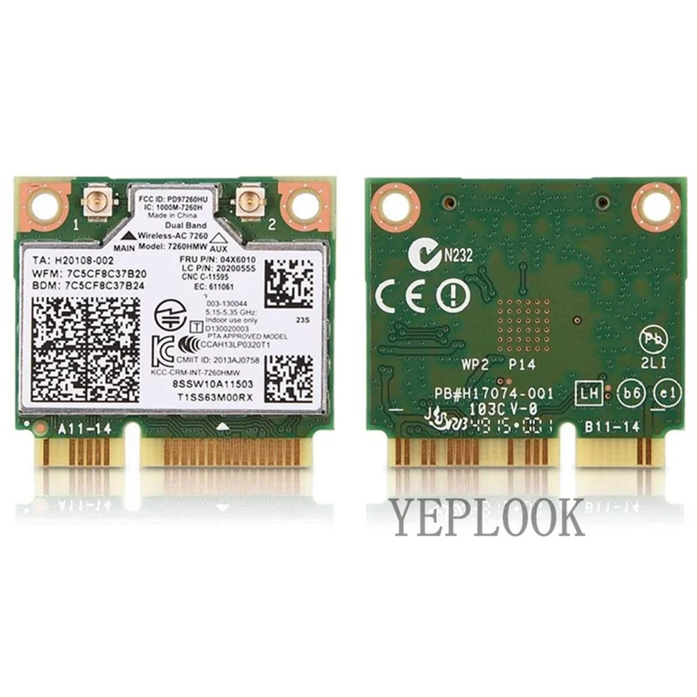 WiFi Card AC7260 Wireless-AC 7260 7260HMW 867Mbps Wifi BT4.0 Dual Band 2.4G/5Ghz Mini PCI-E Wifi Card for Lenovo S440 S540