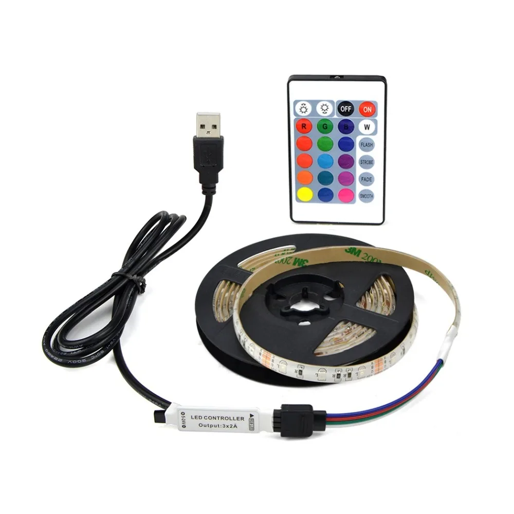 

DC 5V USB LED Strip light 3528 RGB/White/Warm White Waterproof Led Diode Tape Ribbon Lights 1M 2M 3M 4M 5M TV PC Bike BackLight