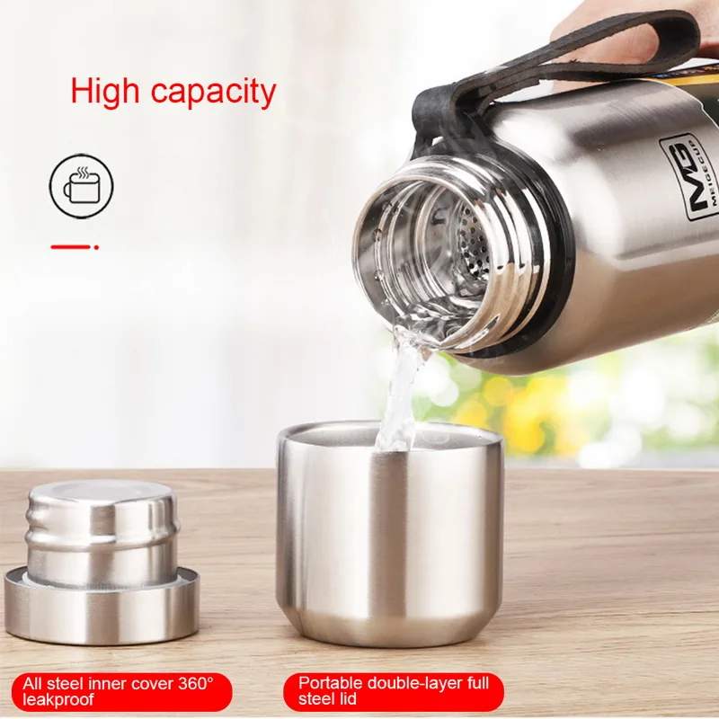 500/750/1000/1500ml Thermo For Tea 1 Liter Large Capacity Insulated Cup Military Style Outdoor Sports Thermos Vacuum Flask