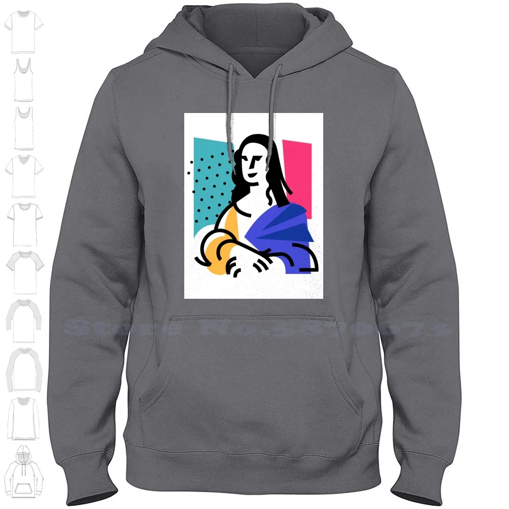 Illustration Of The Mona Lisa Streetwear Sport Hoodie Sweatshirt Model Modern Logotype Logo Head Mona Vector Style Smile