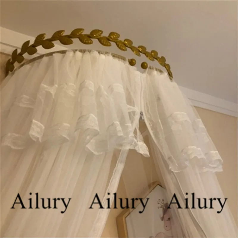 60cm Bed Mantle Iron Frame Mosquito Net Rail Decoration Shelf,Gold Black Color,Romantic Princess Room Indoor Hanghing Decor