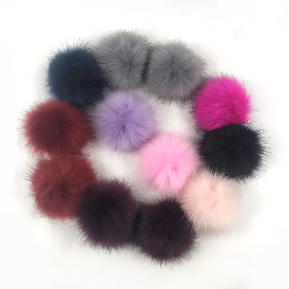 12pcs/lot  DIY Faux Raccoon Fur Pompom Fur Pom Poms for Women Kids Beanie Hats Caps Bags Keychain Fox Ball 8/10/12cm H278