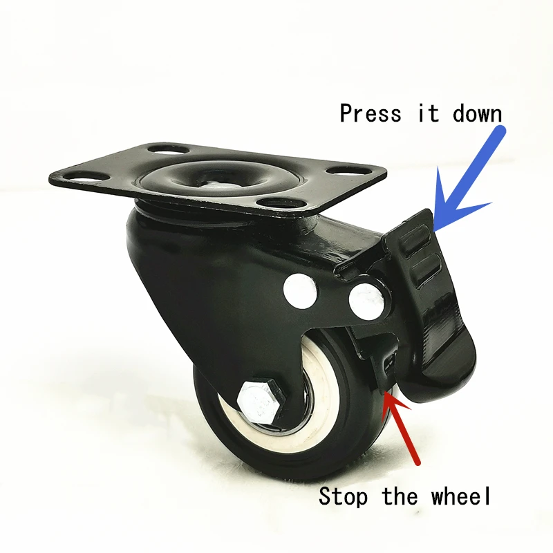 2pcs/lot 2 inches 50mm Bearing Capacity 100kg Black Trolley Wheels Caster Rubber Swivel Casters for Office Chair Sofa Platform
