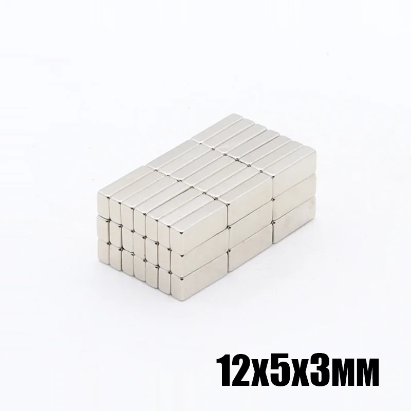 

100pcs12x5x3 mm N35 Rectangular magnet f 12x5x3 mm Super Strong Neodymium magnet 12*4*2 mm NdFeB magnet 12mm x 4mm x 2mm