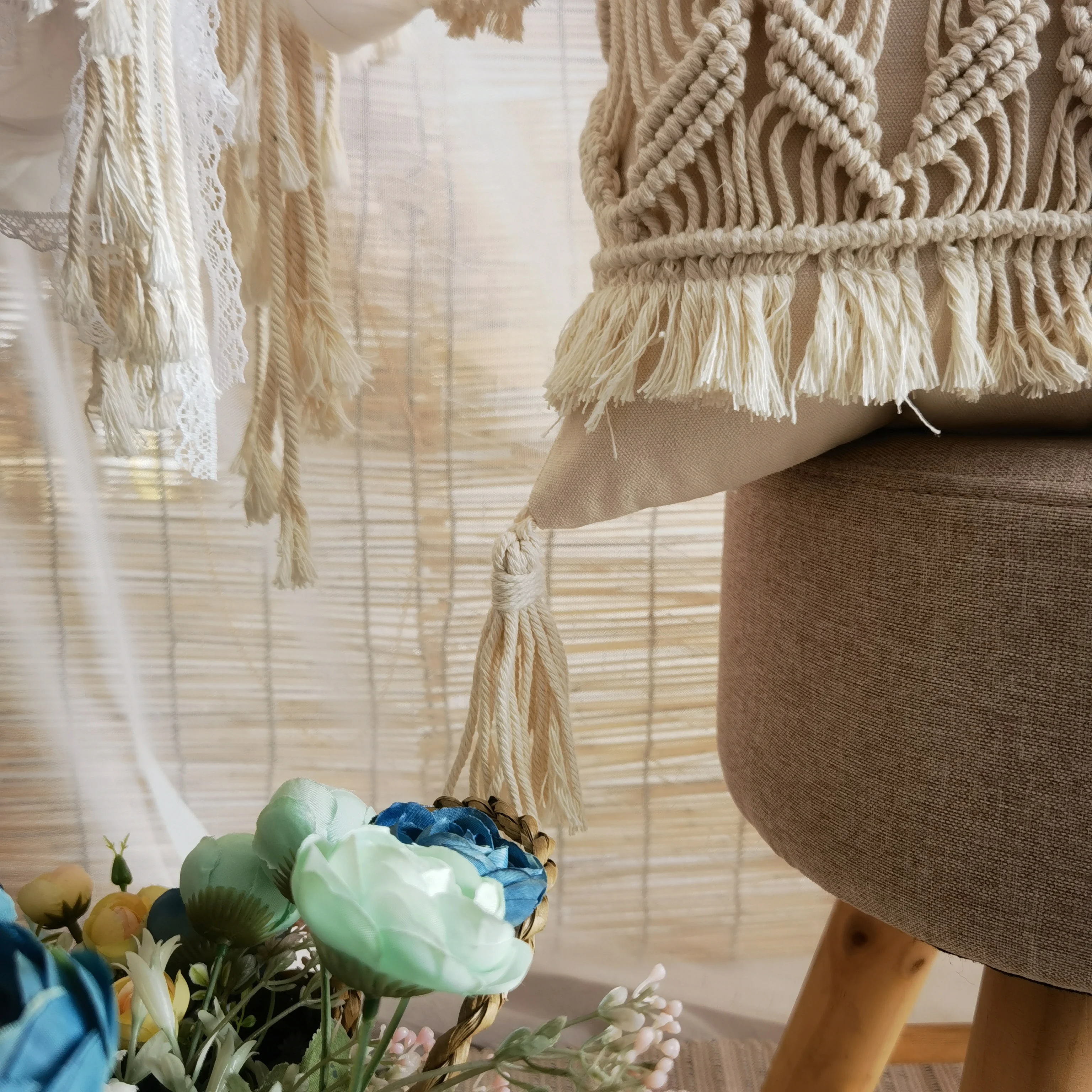 Macrame handmade cushion cover Bohemian throw pillow cover  wedding decorative cushion sham custom size and color