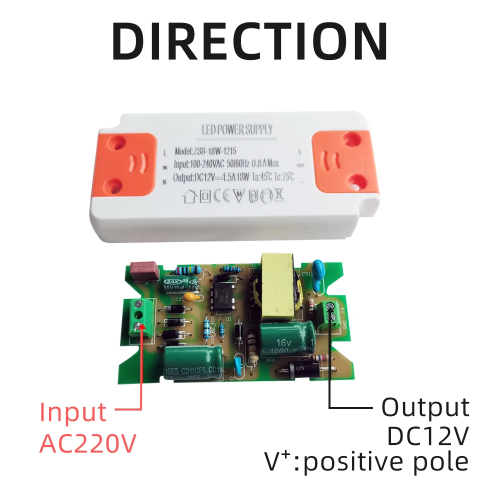 Imagem -04 - Super Slim Led Driver Transformador de Iluminação Tensão Constante Fontes de Alimentação 3a 18w 36w ac 100v240v dc 12v