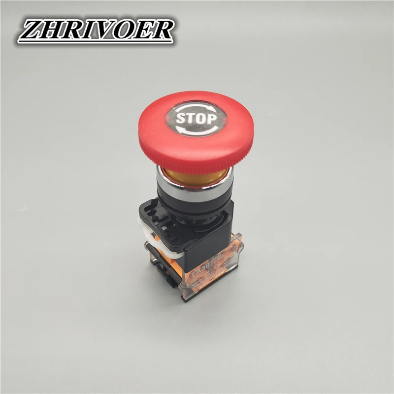 22mm LA38-11ZS 10A/440V Mushroom Head Emergency Stop Push Button Switch Selector Switch