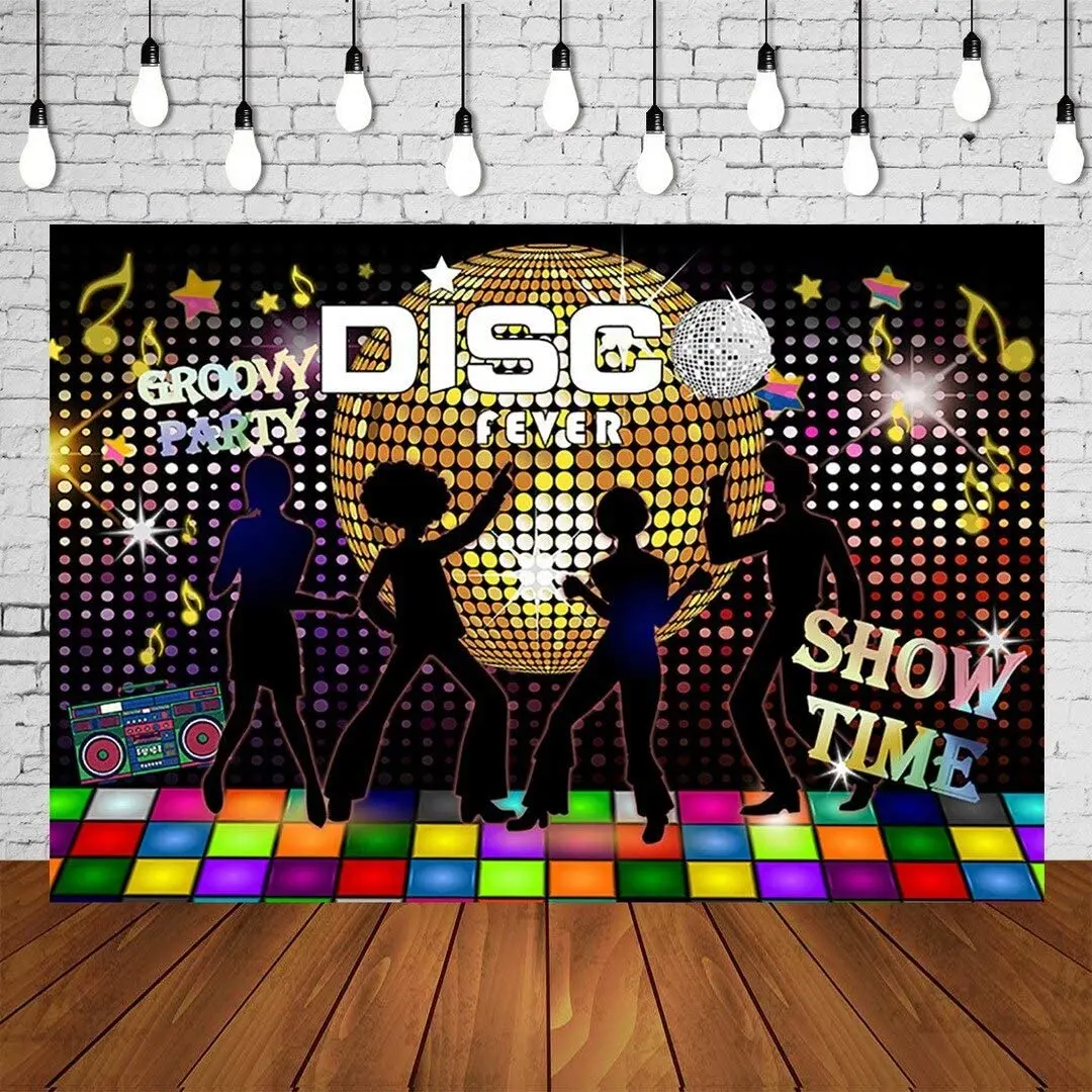 Party Backdrop Disco Fever Portrait Background 80s 70s 90s Birthday Show Time Poster Decorations Scene Setter Wall Banner