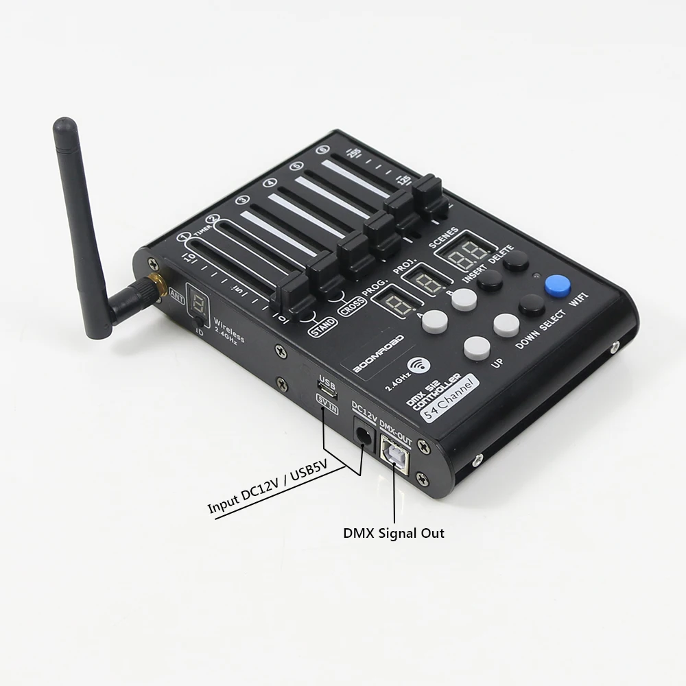 Professional Stage DJ DMX Stage Light Controller Wireless Transmitter Receiver 54channels Console Rechargeable Battery Receiver