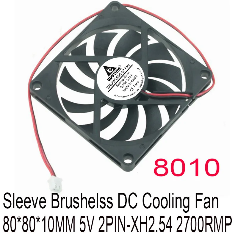 Gdstime-sistema de cpu pc, dissipador de calor, sem escova, ventilador de resfriamento 8010, 80mm x 10mm, 2pin, 5v, 80x80x10mm