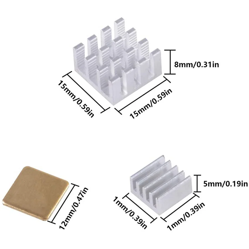 40pcs  For Raspberry Pi Aluminum Heatsink Raspberry Pi 4 3 B 2 Model B+ Copper Heatsink 3M 8810 Thermal Conductive Adhesive Tape