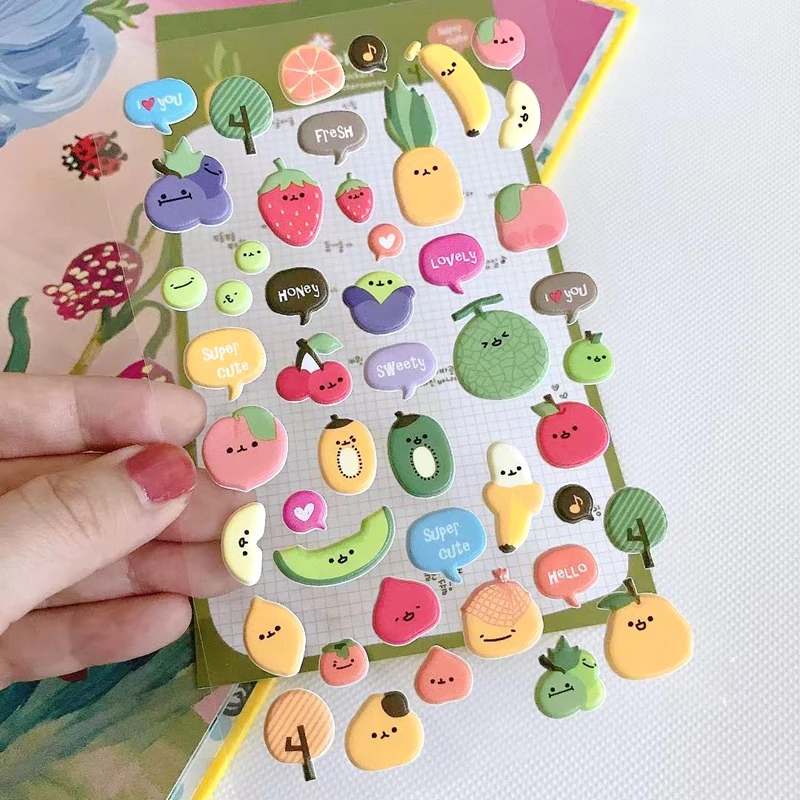 Suatelier owoce 3D naklejki Scrapbooking materiał banan truskawka kształt ananasa śmieci dziennik pamiętnik karty DIY ozdobne statki