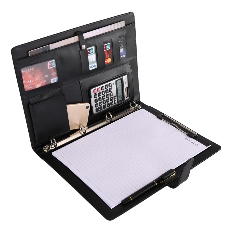 A4 Multifunction File Folder Business Meeting Loose Leaf Calculator Charging Cable Storage Manager Folder Storage Office Supply