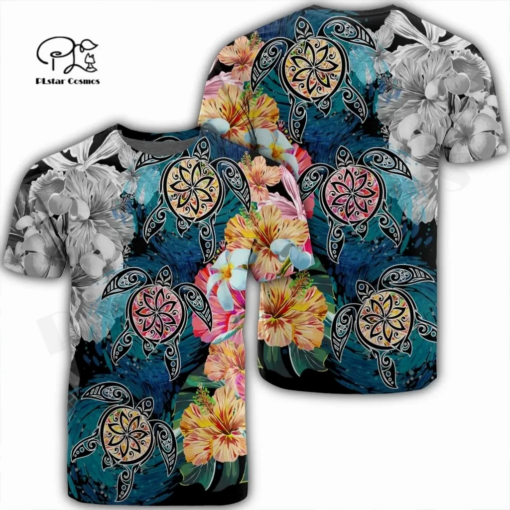 

PLstar Cosmos Newest Women/Men 3DPrint Tattoo Hawaii Tribe Turtle Unique Art T-shirt Casual Funny Streetwear Summer Short Tops 2