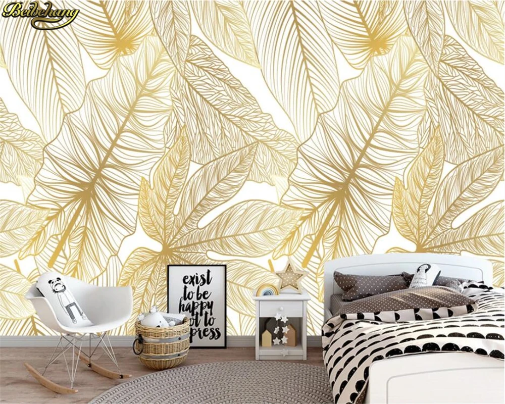 beibehang Custom wallpaper mural golden banana leaf leaves rainforest plant living room wall papers home decor papel de parede