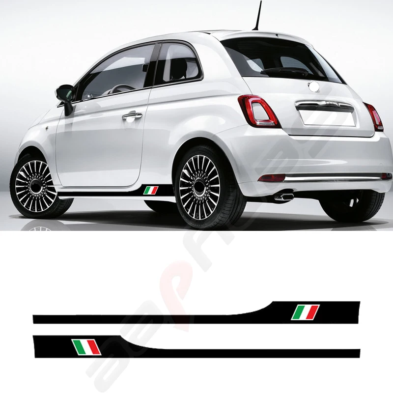 1 Pair Car Side Skirt Sticker for Fiat 500 Auto Body Decor Long Stripes Italy Flag Stylish Vinyl Flim Decal Car Accessories