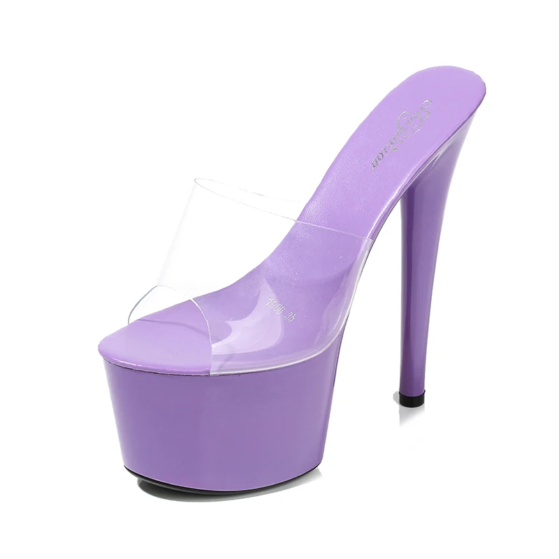 Outside Slippers Women Shoes Summer 2020 New Clear PVC Slipper Super High Heels 17cm Platform Sexy Slippers Big size 35-43 Fema