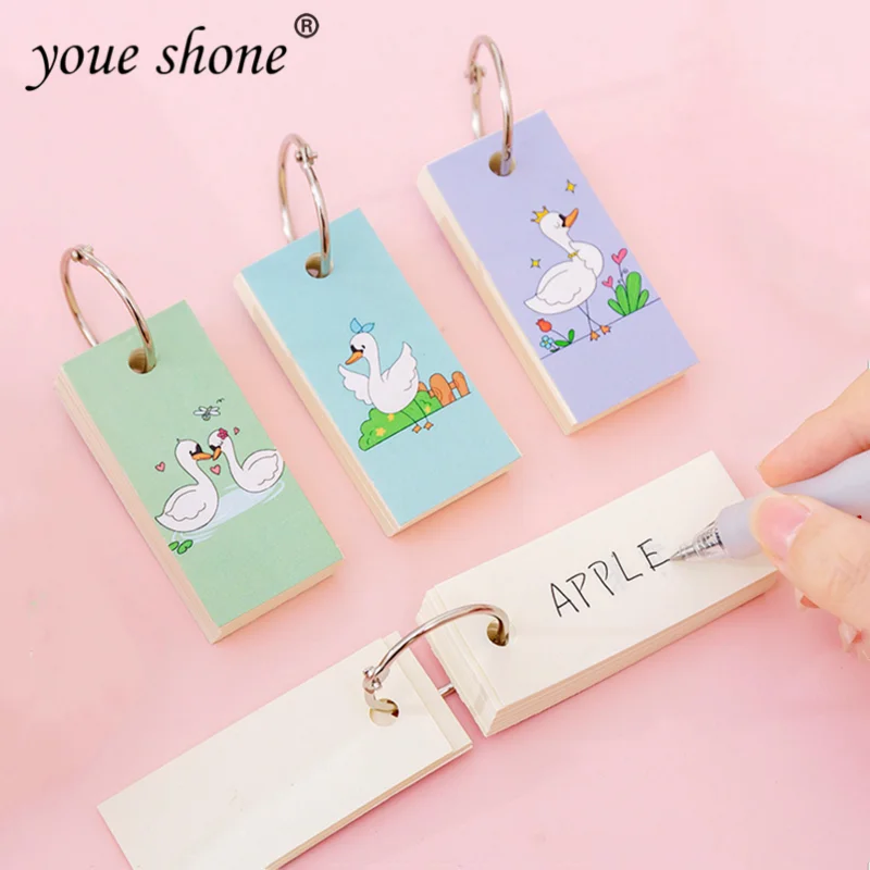 

1PCS Cartoon Swan Carry Portable English Word Book MiNi Coil book Student Blank Loose Leaf Notebook School Office Stationery