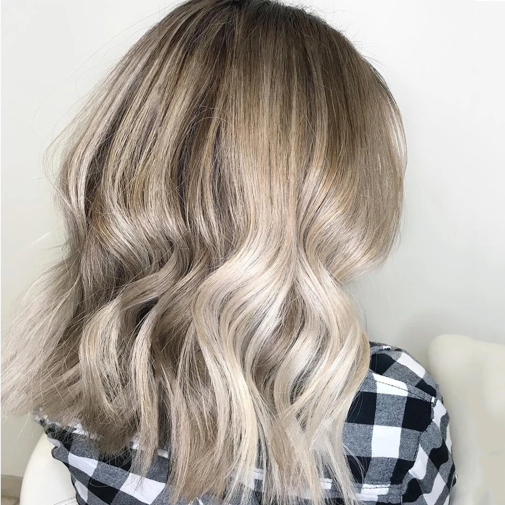 Ash Blonde Highlights Human Hair Wig For Women 8-14\