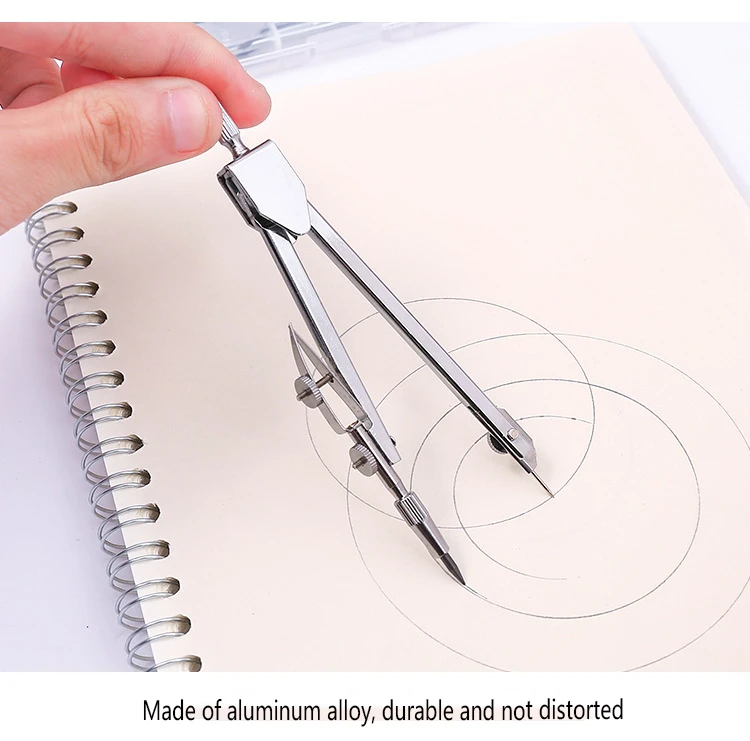 Stainless Steel Drawing Compass Math Geometry Tools for Circles School Supplies for Student Stationery