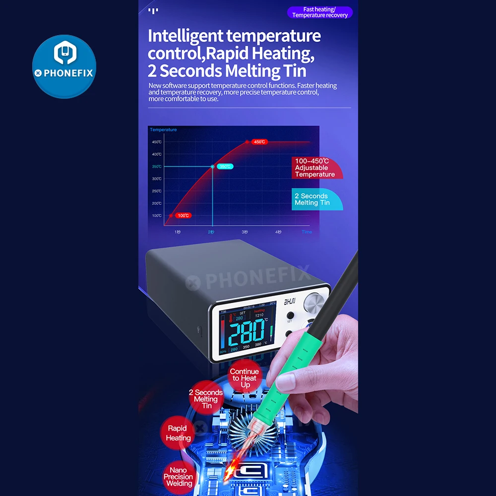 JCID-Estación de soldadura inteligente AIXUN T3BS T3B con mango T115 T210, puntas de hierro, plataforma de reparación de soldadura eléctrica SMD BGA