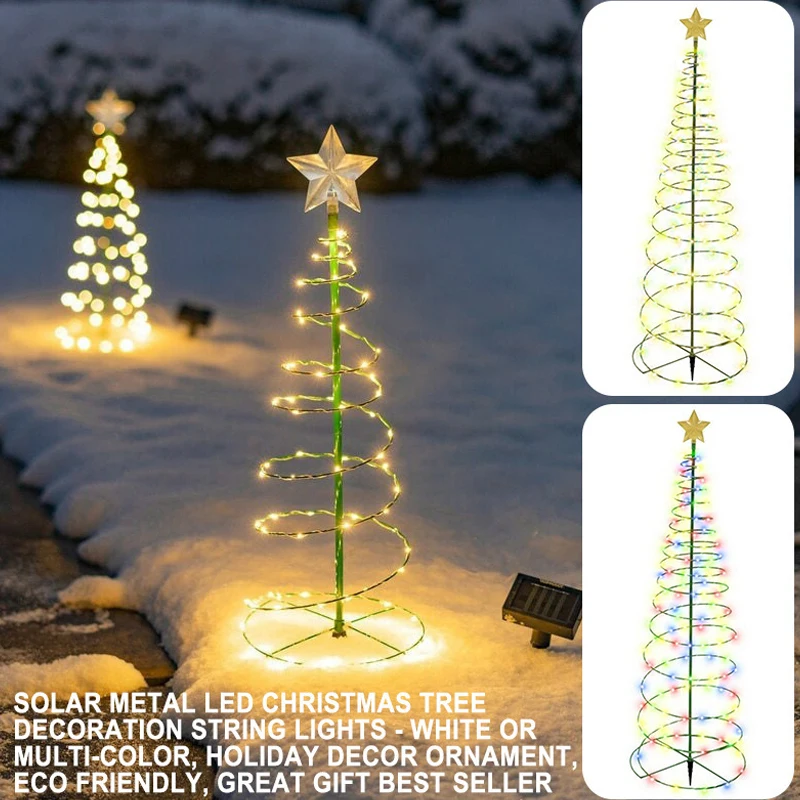 Solar LED Christmas Tree Light String Atmosphere Lamps Outdoor Holiday Shining Christmas Day Decoration Garden LED String Lights