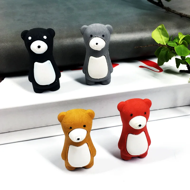 24 pcs Cute pet world puzzle eraser Creative cartoon bear eraser primary prize stationery for school