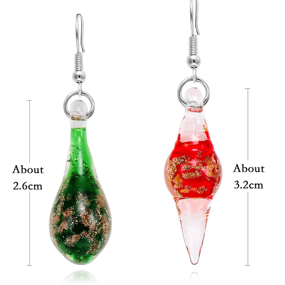 HF JEL Handmade Murano Glass Drop Earrings for Women Lampwork Glass Jewelry Female Water Drop Earring Christmas Gift Fashion