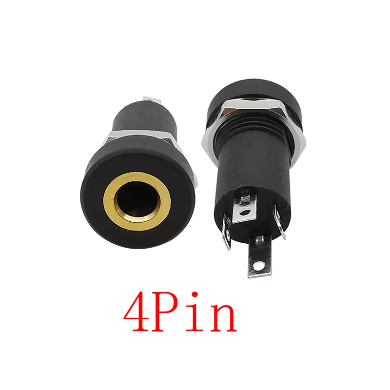 PJ-392A Audio Jack soquete conector com porca, 3,5mm, 3, 4 Pólo, solda estéreo, montagem em painel, 3,5mm, fone de ouvido, fêmea