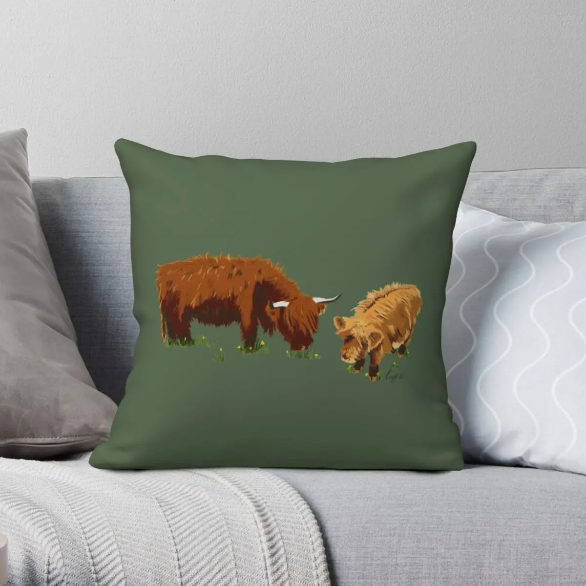 

Highland Cow's Pillowcase Polyester Linen Velvet Printed Zip Decor Throw Pillow Case Sofa Cushion Cover 18"