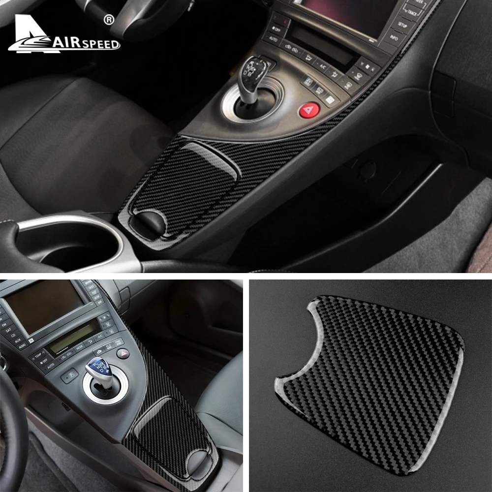 Real Soft Carbon Fiber for Toyota Prius 2010 2011 Accessories Interior Trim Car Center Water Cup Holder Cover Sticker