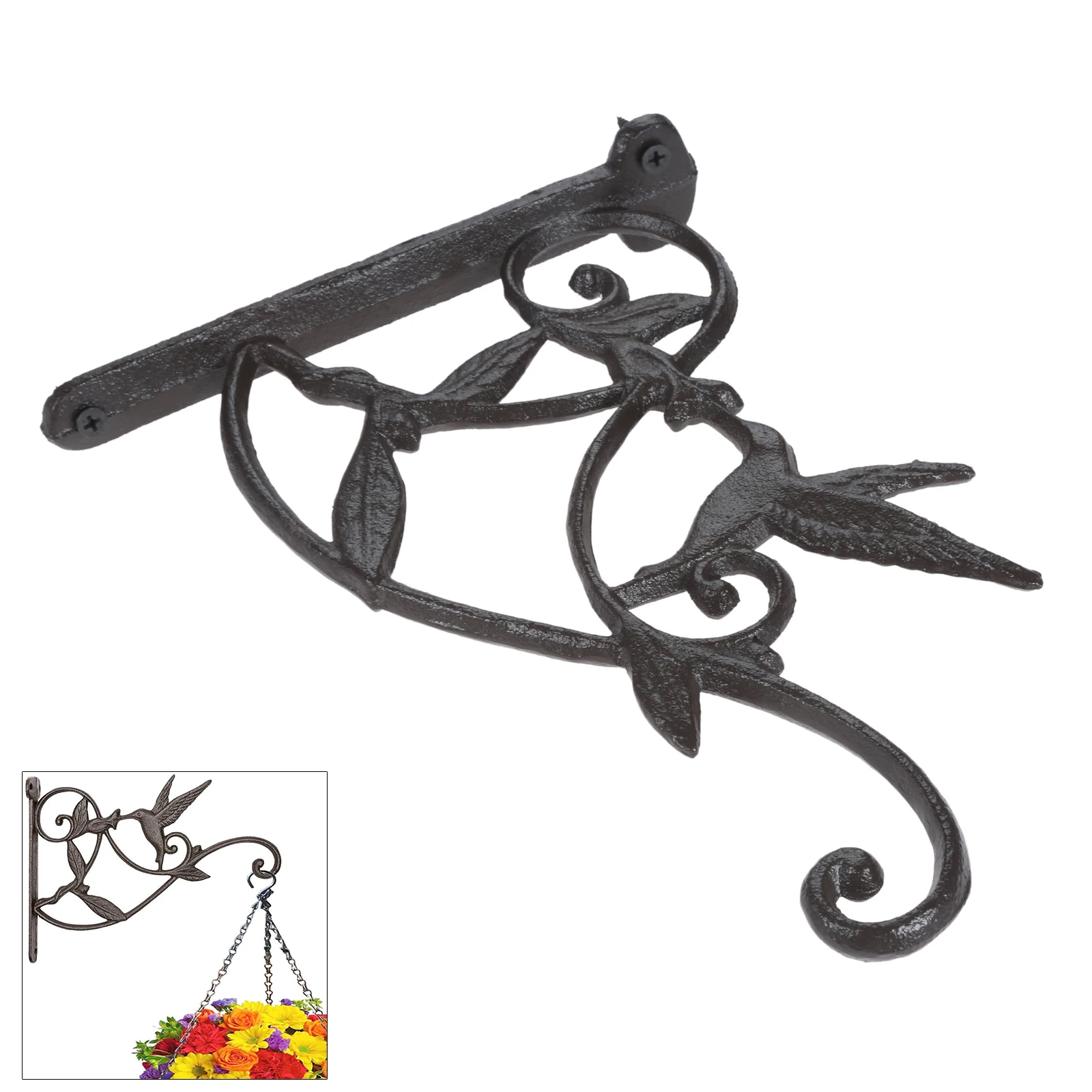 

Hummingbird Hook Bracket Hummer Bird Wall Hanger Iron Hanging Plant Flower Pots Outdoor Home Kitchen Balcony Bathroom Decoration