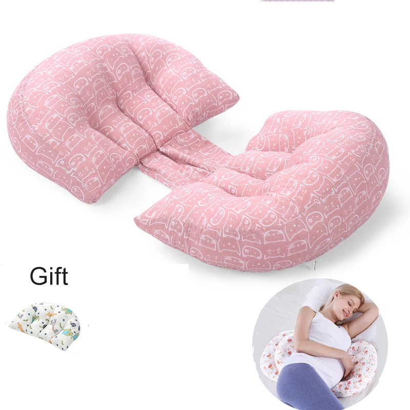 Almohada de maternidad de cintura de algodón para mujeres embarazadas, almohada de embarazo, almohadas de cuerpo completo en U para dormir, cojín de