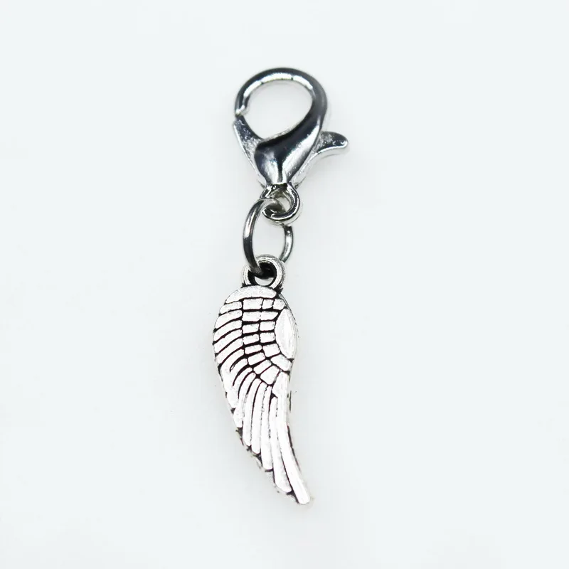 

Hot selling 50pcs angel wing charm Lobster Clasp Charms Hanging Charm DIY bracelet Jewelry Accessory dangle Charms