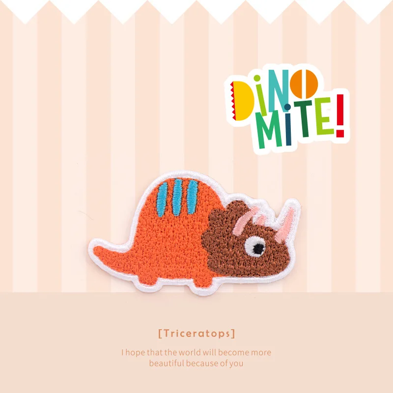 Cartoon Dinosaur Iron-on Patches for Clothing DIY Embroidery Sticker with Adhesive Decorative Patchwork on Phone Shell Bag Hat