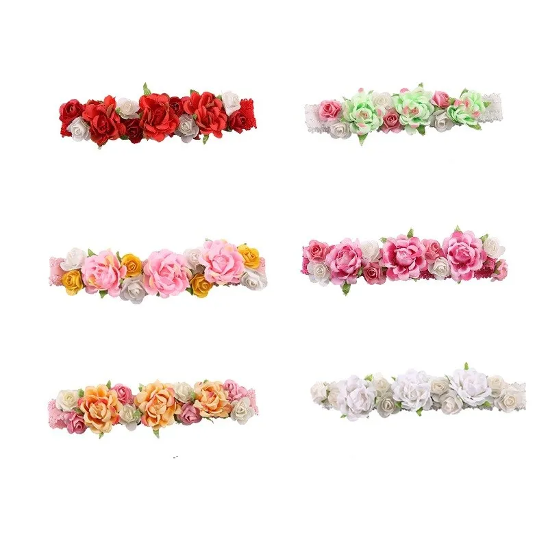 

2020 Spring Flower Crowns Beach Hawaii Girls Floral Headband Garland Faux Rose Wreaths New Flower Headband for Kids