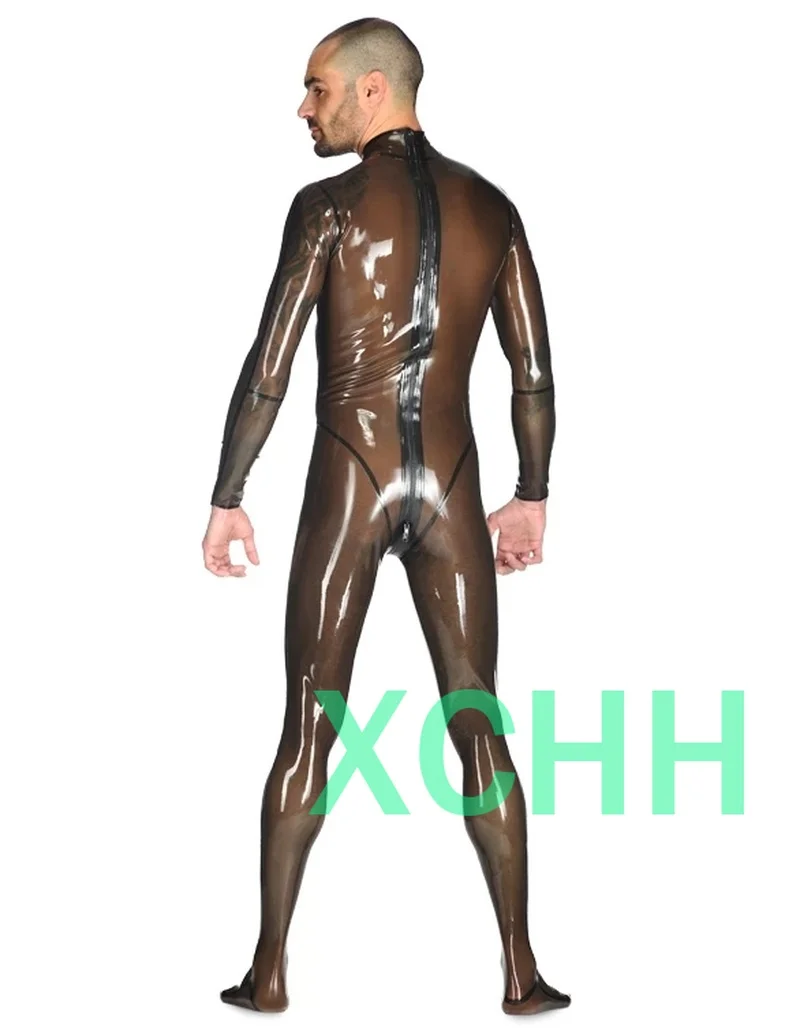 new sexy exotic Sexy handmade customize Men male Latex Catsuit zentai cekc fetish Bodysuits with Socks Back Zipper